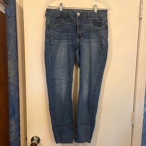 American Eagle Denim Jeggings Size 12 Short Super Stretch Light Medium Wash